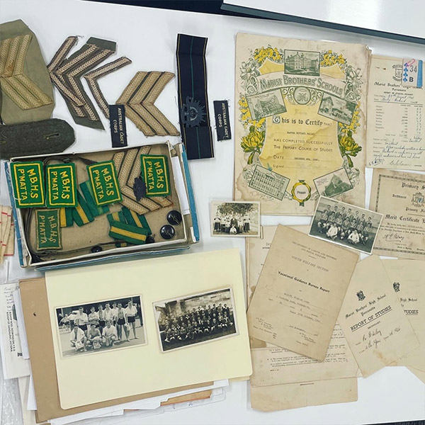 Richard Bailey's archived school reports, cadet badges sashes and photos
