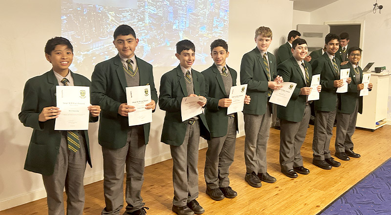 Students getting their Pillar Awards at Parramatta Marist High School Westmead